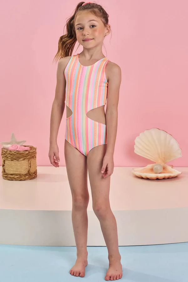 Maiô Reversível em Malha Uv Dry com Proteção Uv 50+ Infanti Infantil Menina