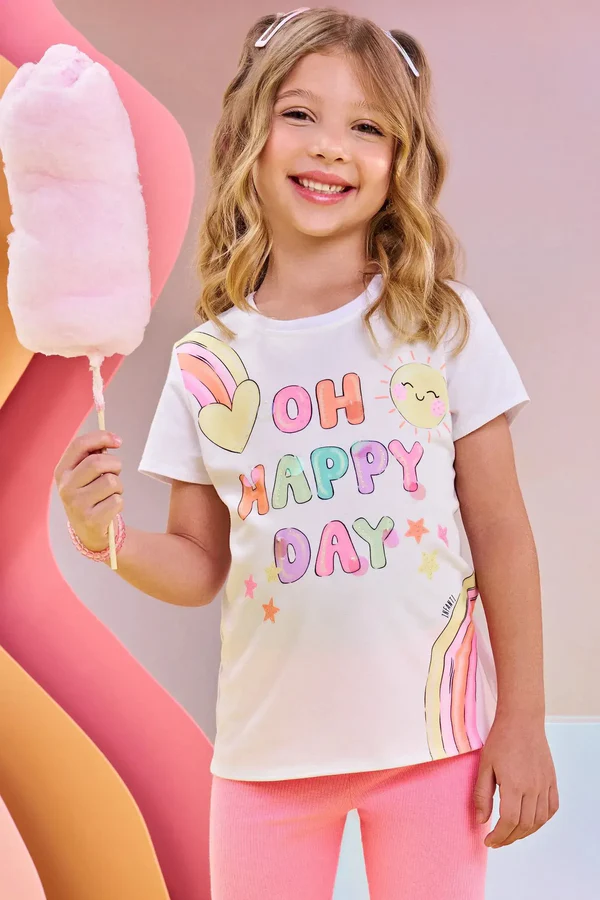 Blusa Alongada em Meia Malha Infanti Infantil Menina