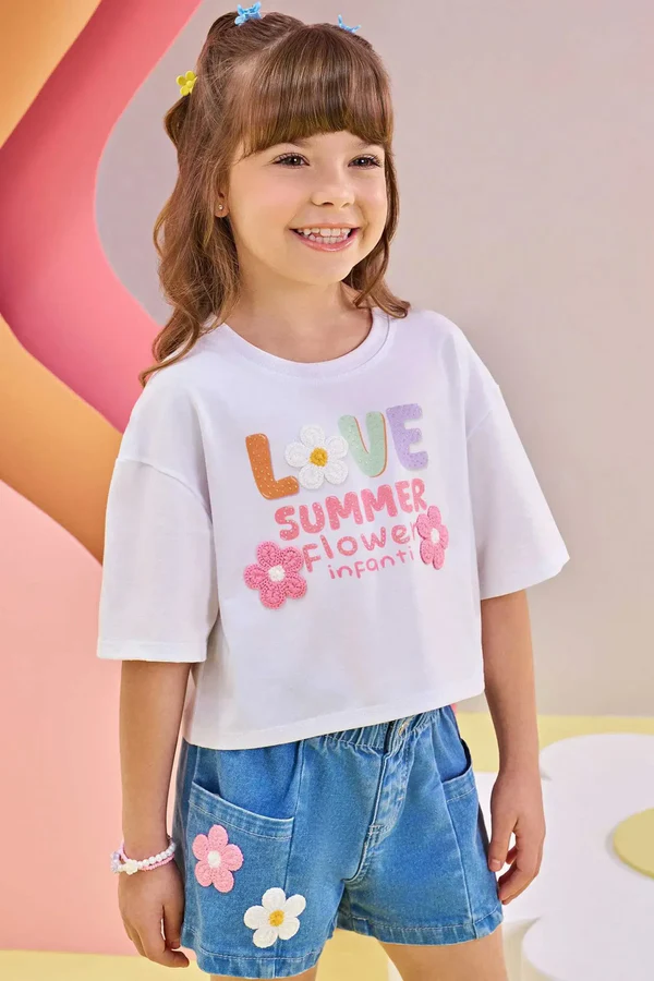 Shorts em Jeans com Elastano Infanti Infantil Menina