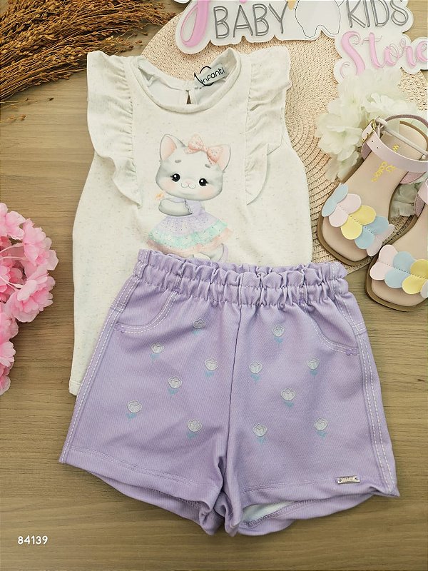 Conjunto de Body em Malha Power com Shorts em Molecotton Infanti Bebê Menina