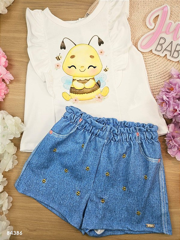 Conjunto de bata em malha power com shorts em molecotton Infanti