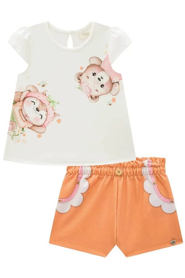 Conjunto de Bata em Cotton e Shorts em Molecotton Infanti