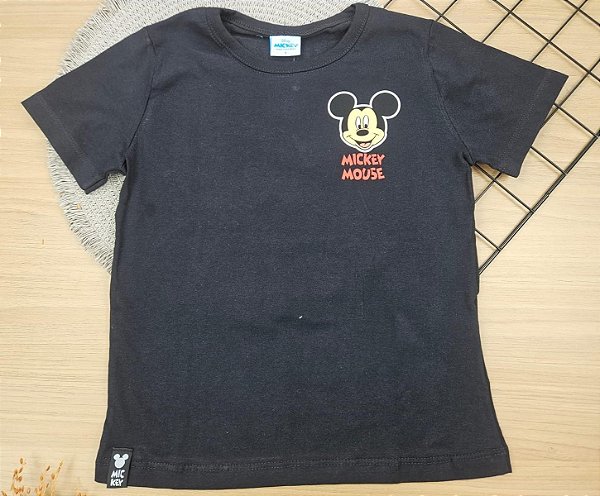 Camiseta 100% Algodão Mickey Disney Preto Fakini