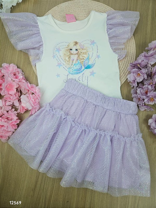 Conjunto Blusa e Saia com Shorts Embutido Sereia Cinti