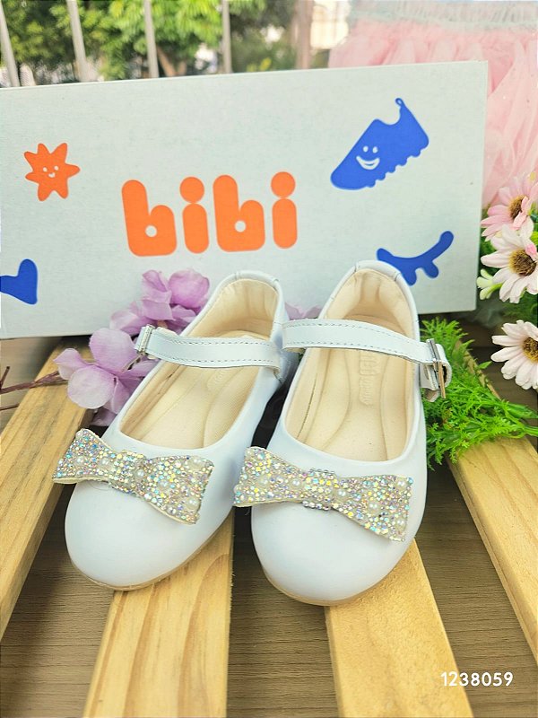 Sapatilha Infantil Bibi Ballerina Basic Couro Branco Bibi