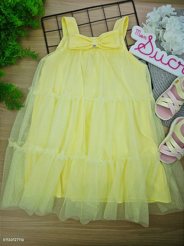 Vestido Tule Primavera Amarelo Mon Sucré