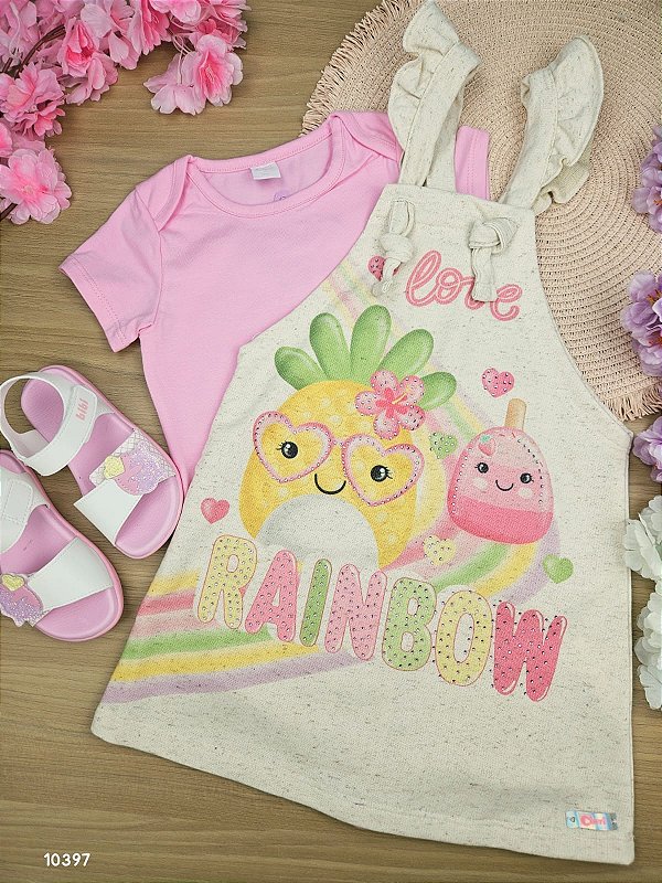 Conjunto Body e Salopete Frutinhas Cinti