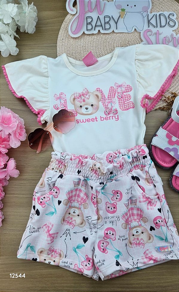 CONJ BLUSA E SHORTS 02I NATURAL/RS CONFETE Cinti