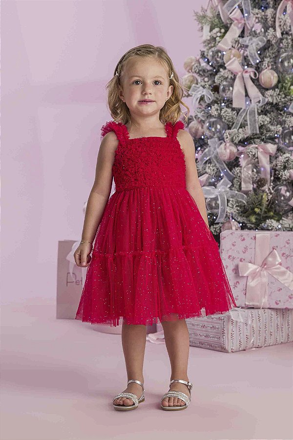 VESTIDO VERAO 2026 084 Vermelho Natal Petit Cherie