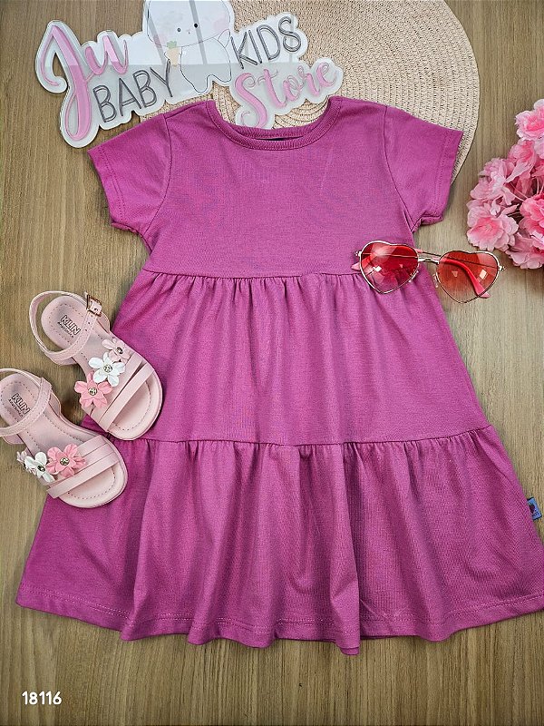 VESTIDO MANGA CURTA EM MEIA MALHA Lilás Bee Loop