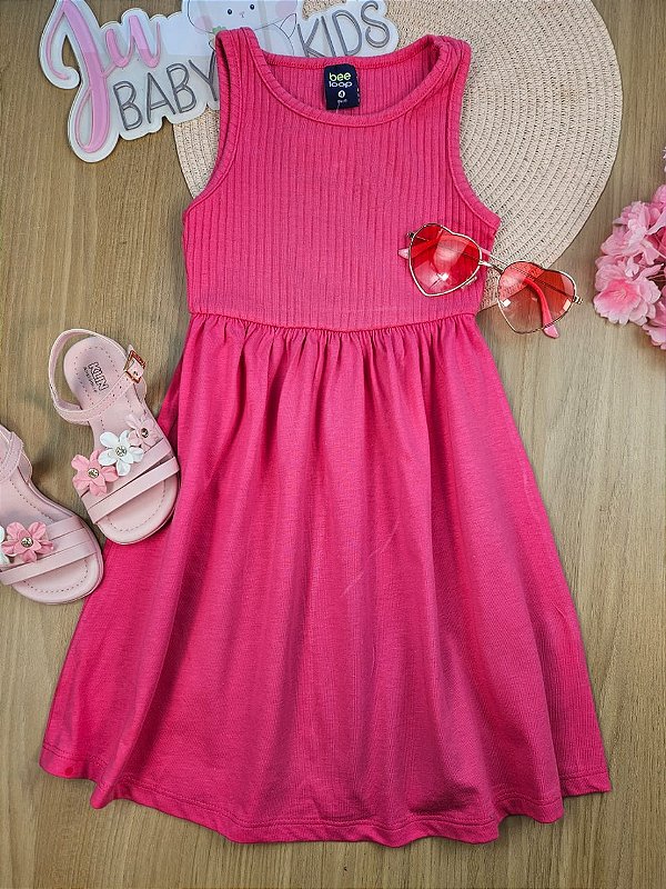 VESTIDO REGATA EM MEIA MALHA E RIBANA CANELADA Rosa Bee Loop