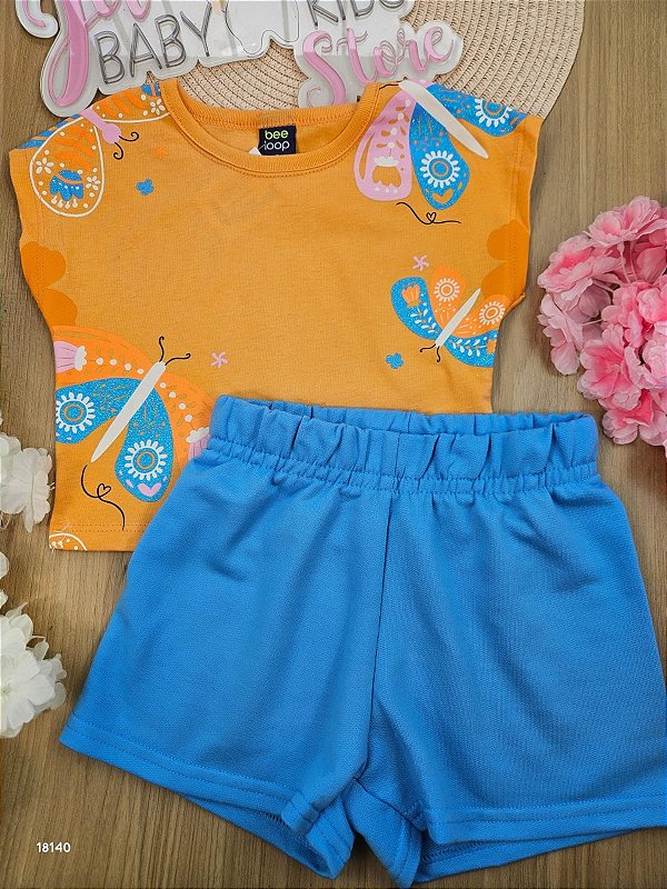 CONJUNTO BLUSA MALHA E BERMUDA EM MOLETOM Bee Loop