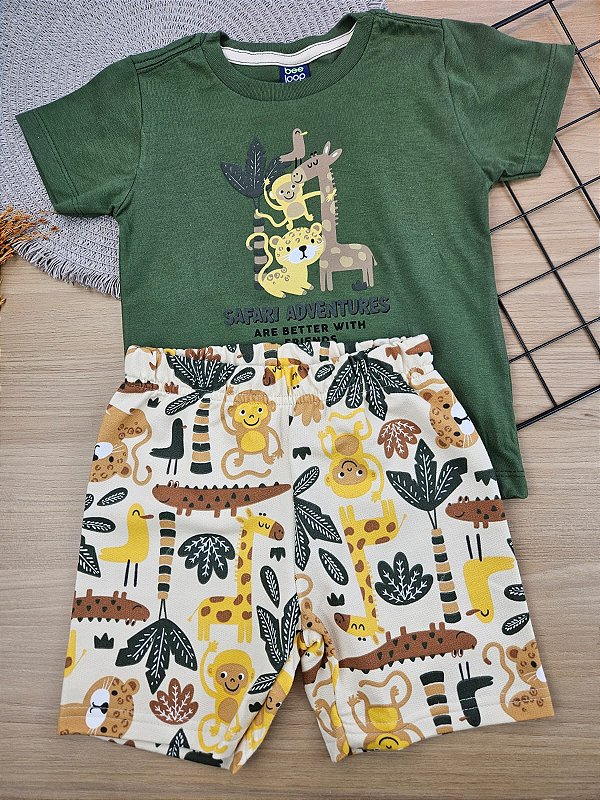 CONJUNTO CAMISETA MALHA BERMUDA MOLETOM Bee Loop