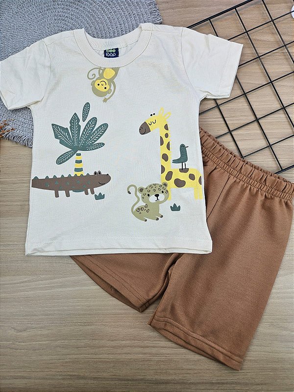 CONJUNTO CAMISETA MALHA BERMUDA MOLETOM Bee Loop