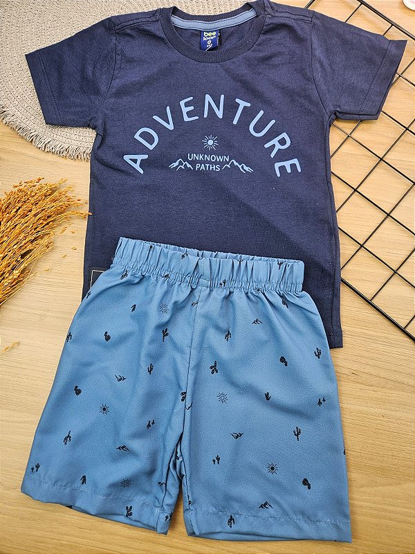 CONJUNTO CAMISETA MALHA E BERMUDA MICROFIBRA SUBLIMADA Bee Loop