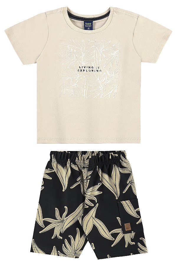 CONJUNTO CAMISETA MALHA E BERMUDA MOLETOM Bee Loop