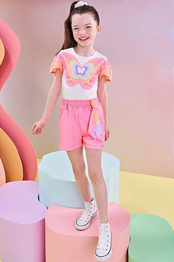 Conjunto de Blusa em Malha Power e Shorts em Moletom Sem Pelúcia Infanti