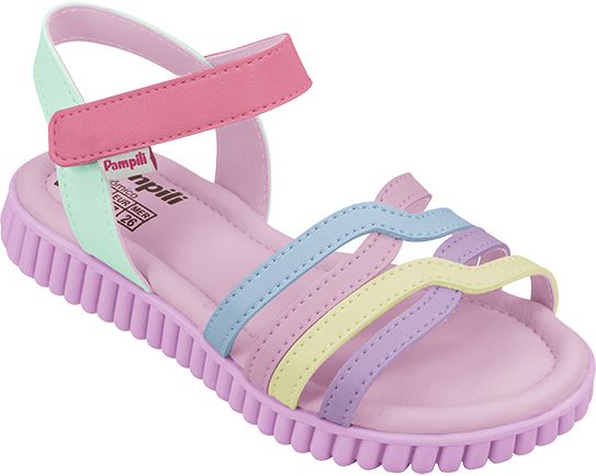 Sandalia Infantil Pampili Candy Fecho com Adesivo Colorido