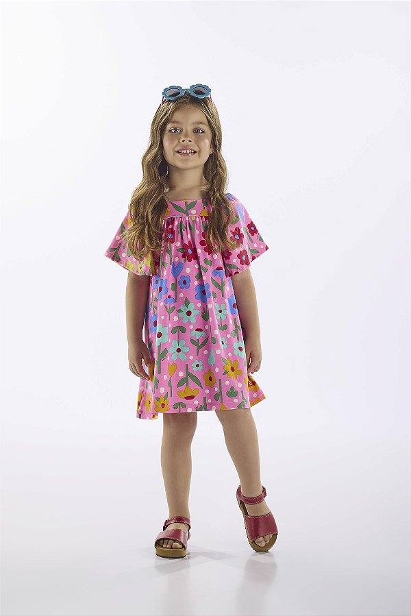 VESTIDO EM COTTON FLORAL Up Baby