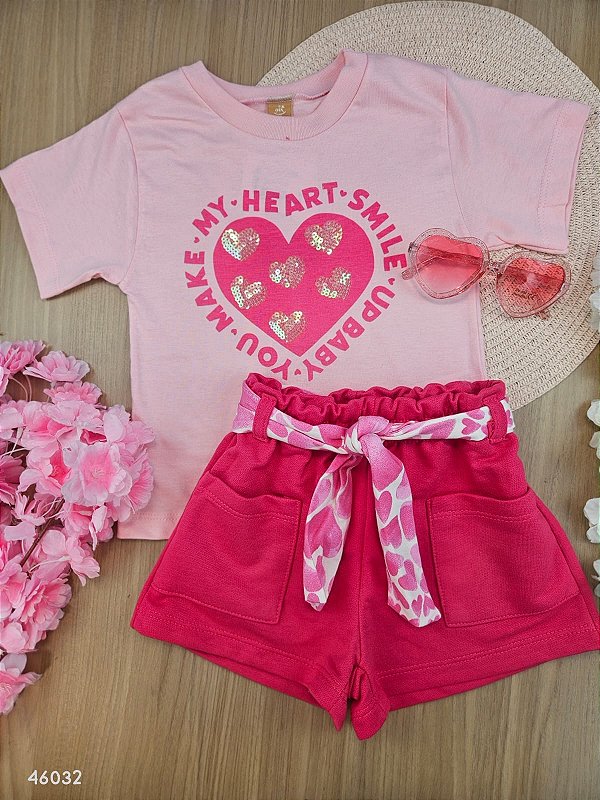 CONJUNTO BLUSA MEIA MALHA E SHORT MOLETOM SEM FELPA Up Baby