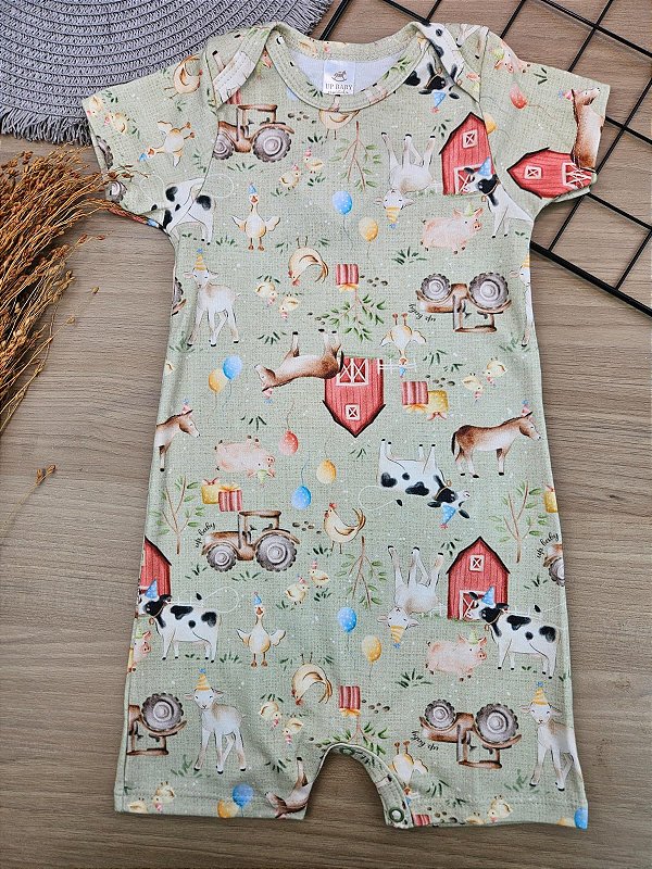 MACAQUINHO MANGA CURTA EM SUEDINE Fazenda Up Baby