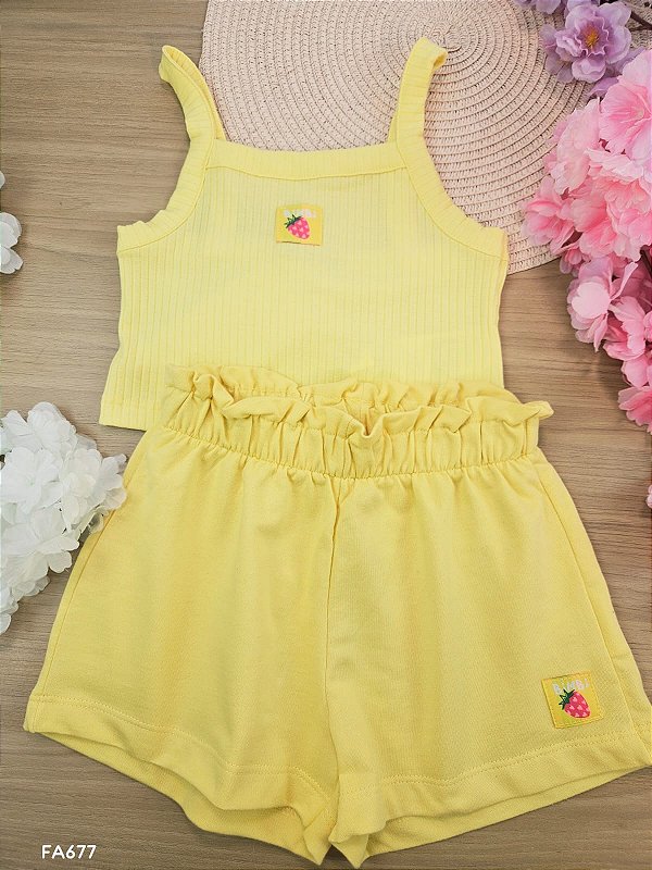 Conjunto Regata e Short Amarelo Bimbi