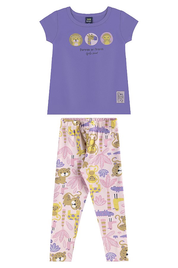 CONJUNTO BLUSA MEIA MALHA E LEGGING EM COTTON Bee Loop