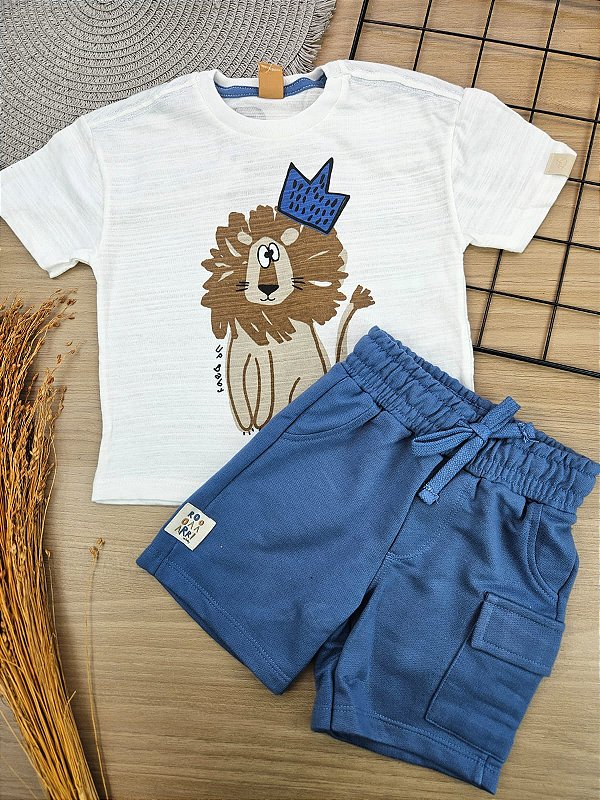 CONJUNTO CAMISETA MALHA E BERMUDA EM MOLETOM Up Baby