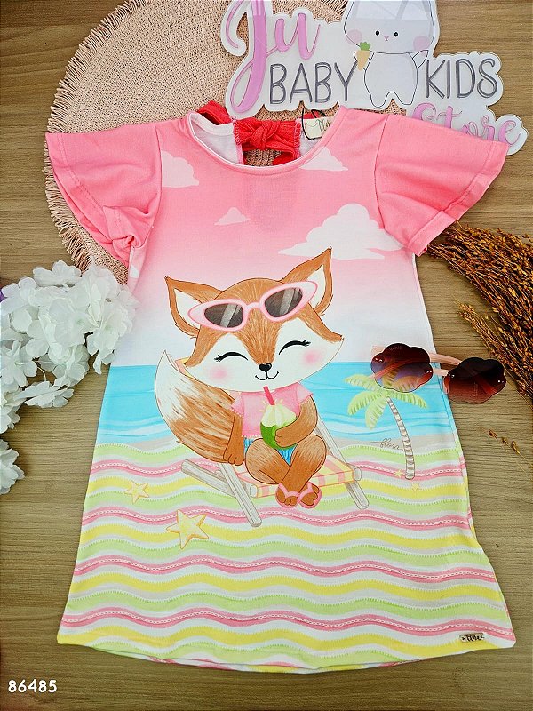 Vestido em Malha Fresh Raposa Infanti Infantil Menina