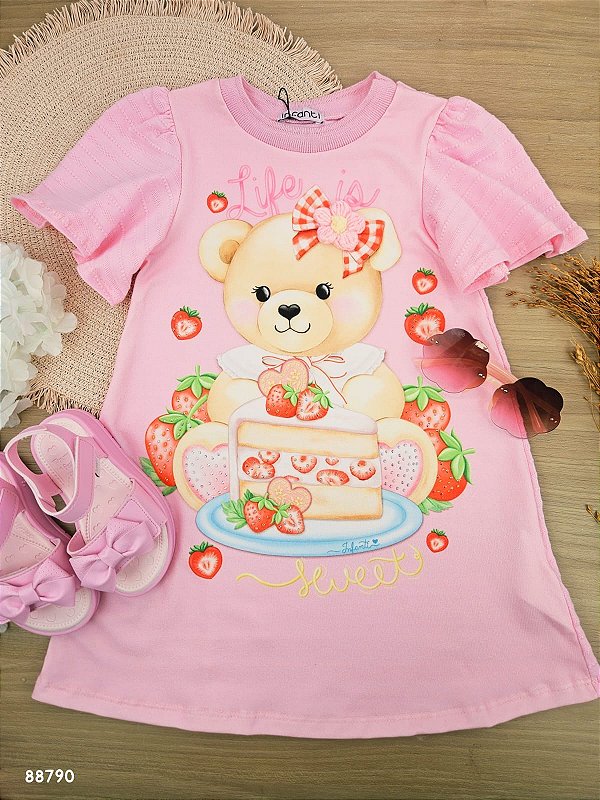 Vestido em Malha Textura Infanti Infantil Menina
