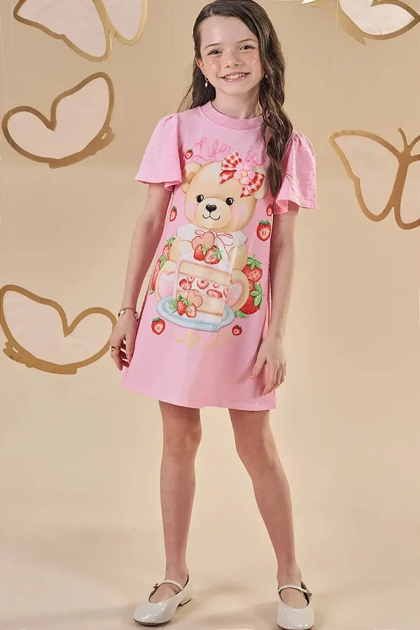 Vestido em Malha Textura Infanti Infantil Menina