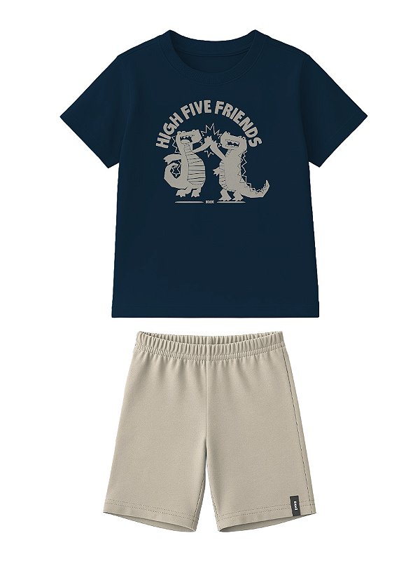 CONJUNTO T-SHIRT BERMUDA AZUL MARINHO Bimbi