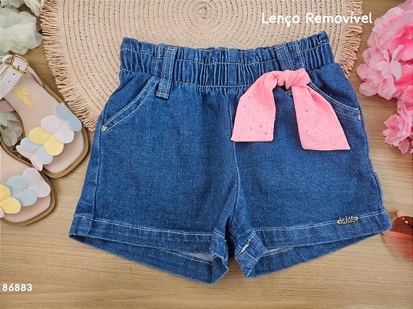 Shorts em Jeans com Elastano Kukiê Infantil Menina