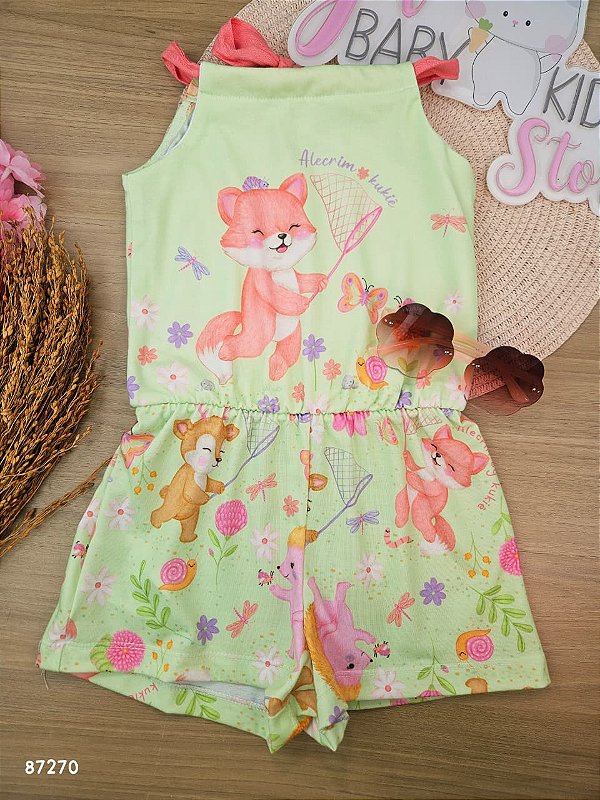 Macaquinho em Malha Fresh Kukiê Infantil Menina