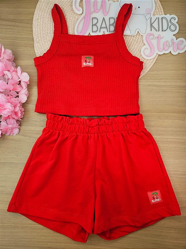 Conjunto Regata e Shorts Vermelho Bimbi