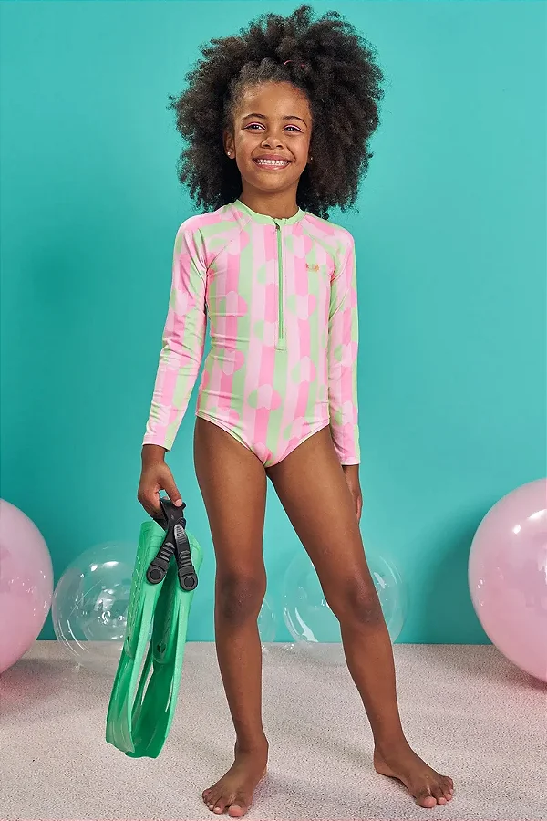Maiô em Malha com Proteção UV 50+ Kukiê Infantil Menina
