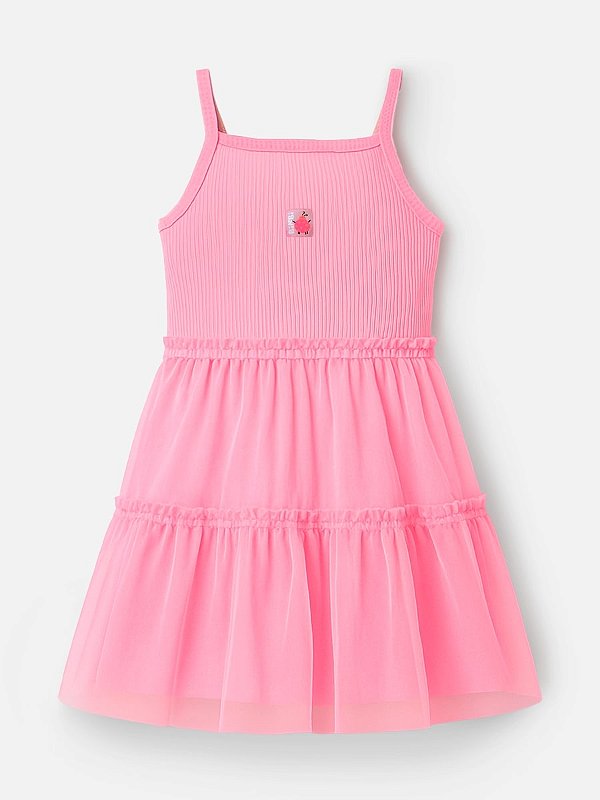 Vestido com Tule Rosa Neon Bimbi