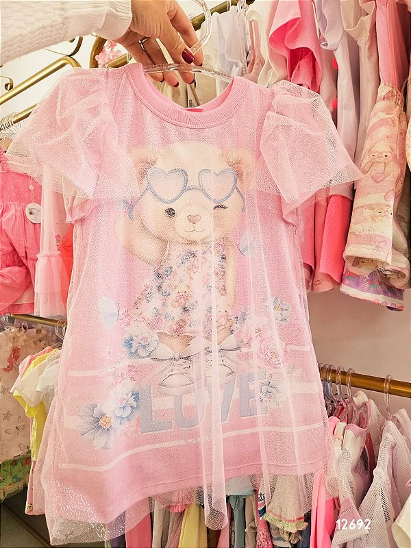 Vestido Ursinho Brilho Cinti