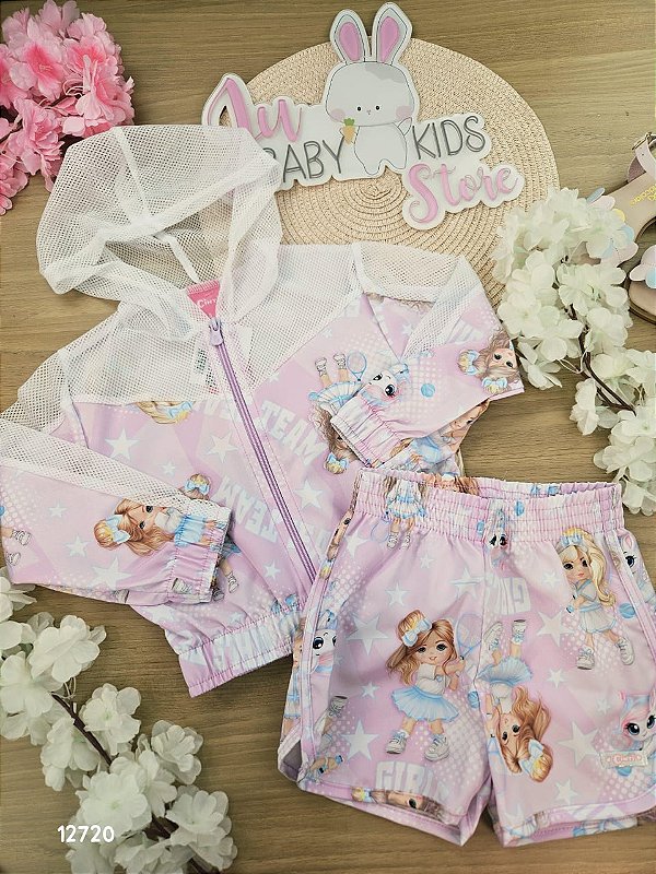 Conjunto Jaqueta e Shorts e Nylon Cinti