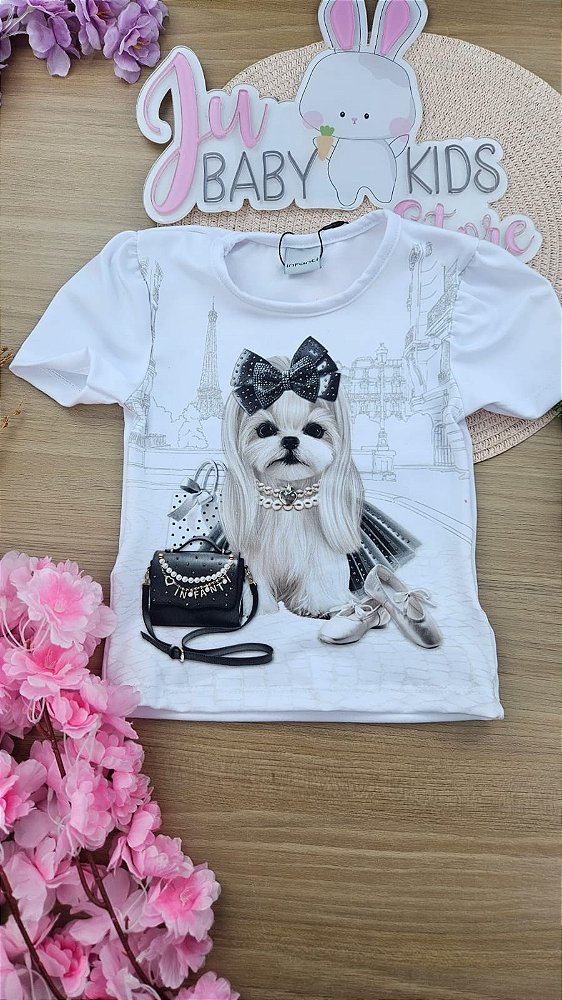 Blusa em Malha Power Cachorrinha Infanti Infantil Menina