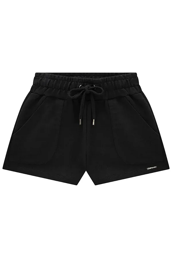 Shorts em Moletom sem Pelúcia Preto Lilimoon Teen Menina