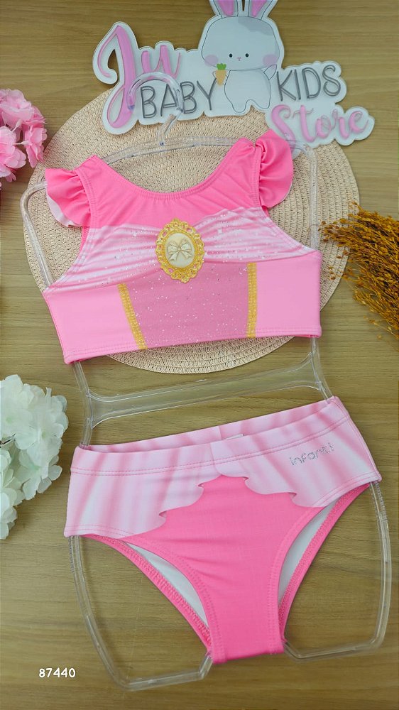 Biquíni Aurora Bela Adormecida em Malha UV Dry com Proteção UV 50+ Infanti Infantil Menina