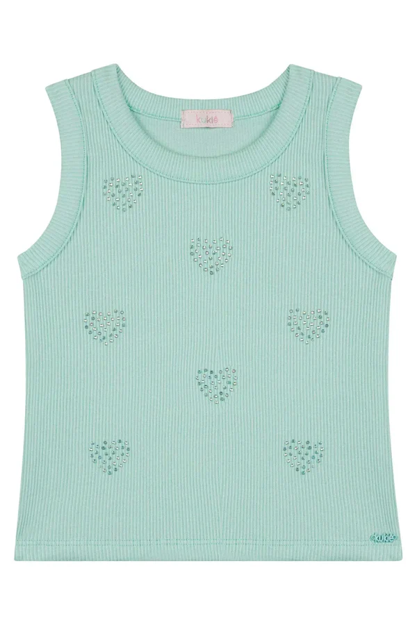 Blusa Regata Canelada em Soft Line Kukiê Infantil Menina