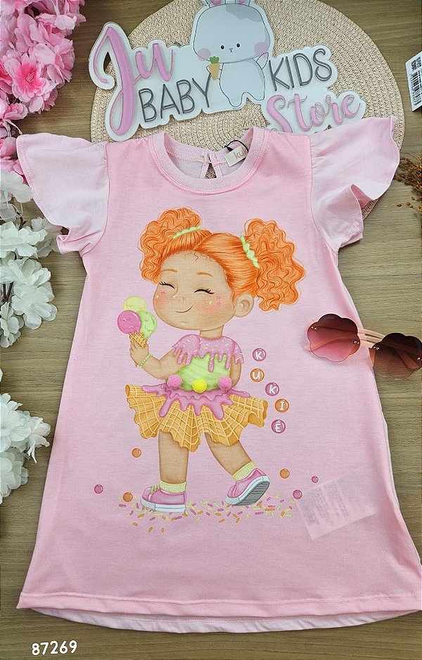 Vestido em Meia Malha Kukiê Bebê Menina