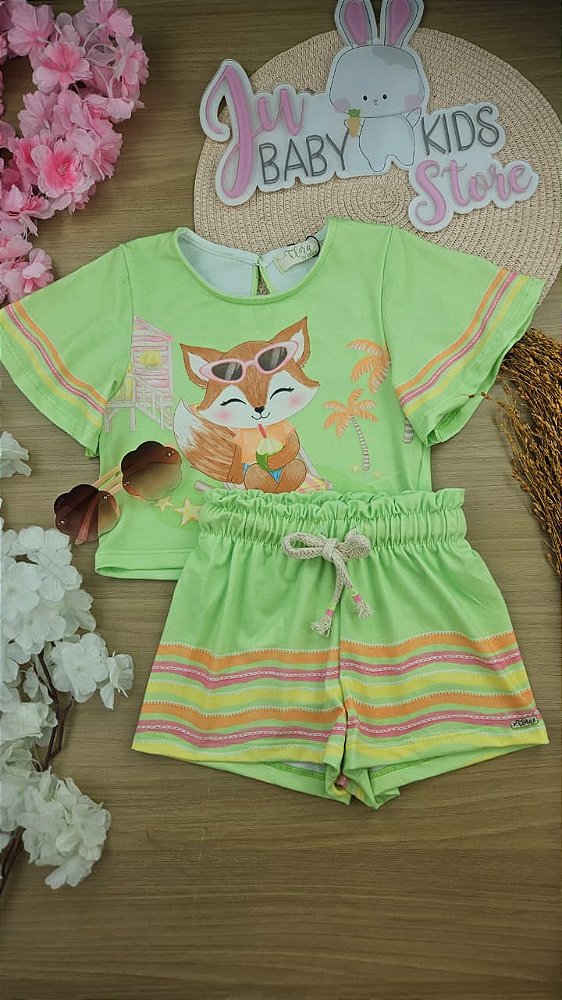 Conjunto de Blusa Boxy e Shorts em Malha Fresh Infanti Infantil
