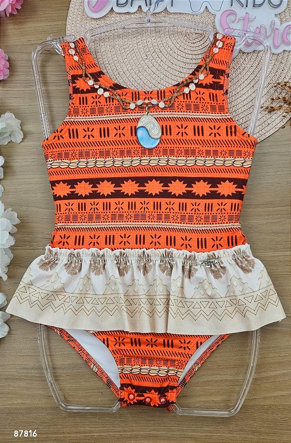 Maiô Moana em Malha UV Dry com Proteção UV 50+ Infanti Bebê Menina