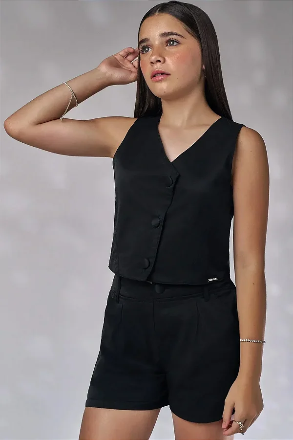 Shorts em Alfaiataria Amore Lilimoon Teen Menina