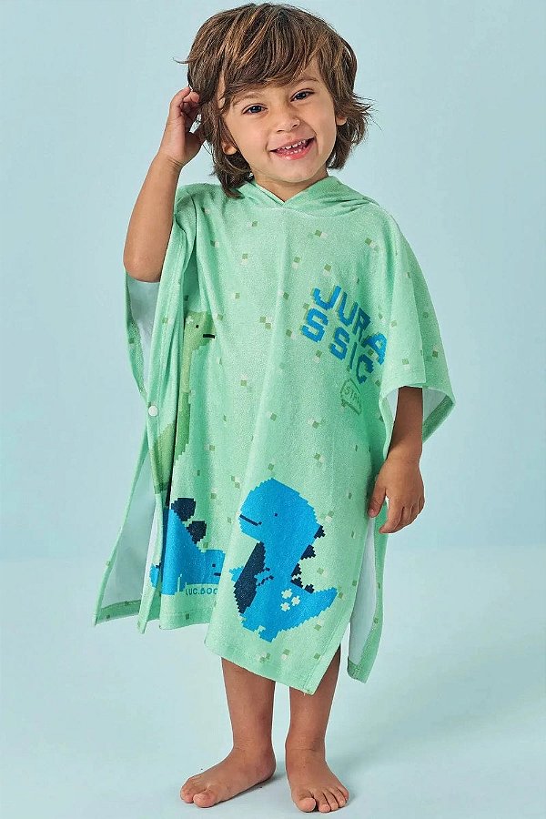 Toalha Poncho com Capuz em Plush Atoalhado LucBoo