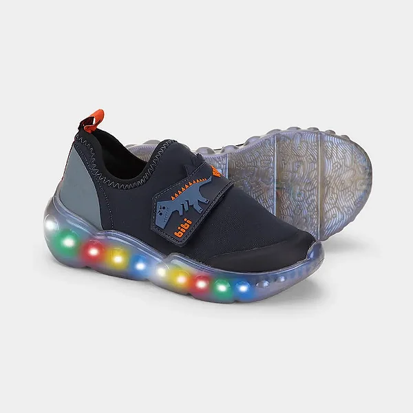 Tênis Infantil de Luz Bibi Roller Celebration 3.0 Azul Marinho de Dino