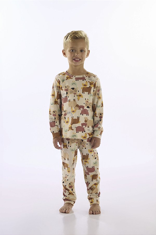 Pijama Blusa Manga Longa e Calça em Suedine Fazenda Up Baby